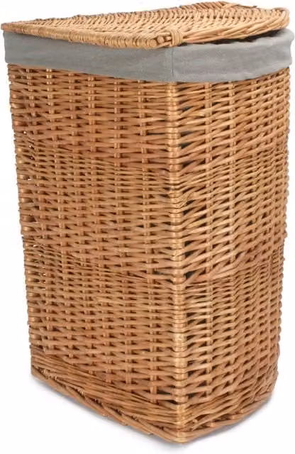 Red Hamper in Brown and Grey with Removable Cotton Wicker Bag and Handles, Diameter: 46 cm