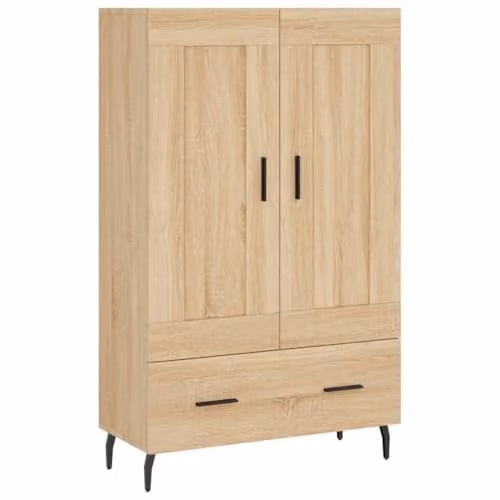 vidaXL Modern Sonoma Oak Highboard with Hinged Doors and Drawers, W/D/H: 69.5 x 31 x 115 cm