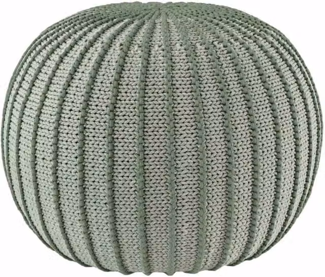 Zuri House Ziggy Knitted Pouffe in Light Olive Green – 1
