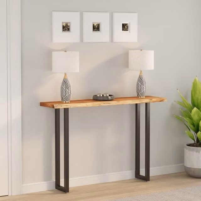 Berkfield Home Rectangular Solid Wood Acacia Live Edge Table Top, Brown, W: 160 cm, D: 30 cm, H: 3.8 cm – 1