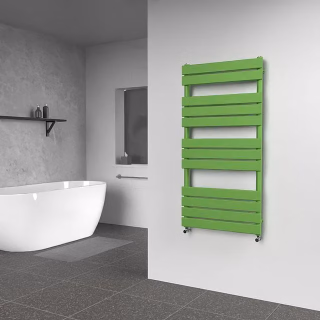 Lux Heat Flat Coloured Towel Radiator in Green, W: 60 cm, H: 120 cm