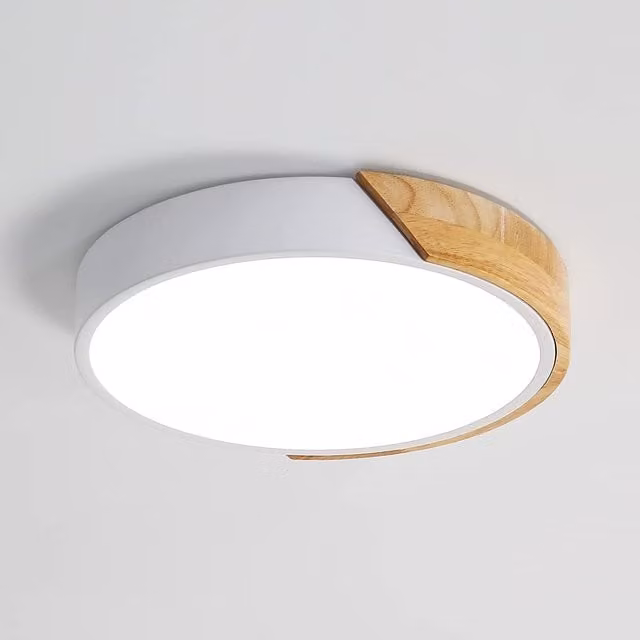 Pheashine Modern Round Wood LED Ceiling Light, White, 24W, 6500K, Diameter: 32 cm – 1
