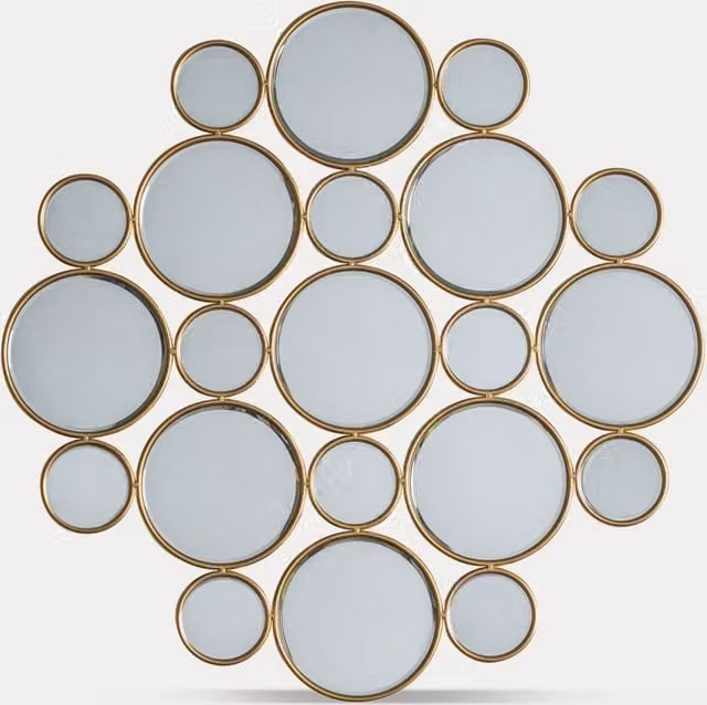 Gallery Direct Wallis Circles Modern Geometric Round Hanging Wall Mirror in Gold