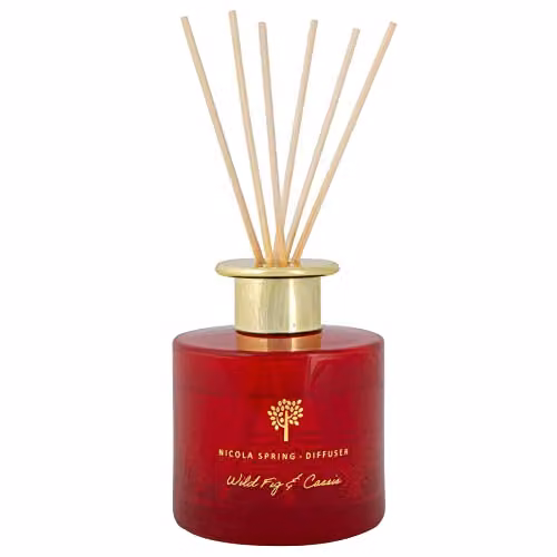 Nicola Spring Wild Fig & Cassis Scented Reed Diffuser, 200ml, Red Glass Jar – 1