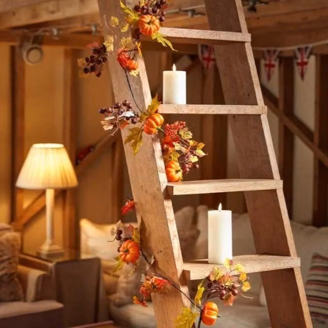 Garden Greatness 6ft Autumn Festival Pumpkin and Foliage Garland in Orange and Multicolour
