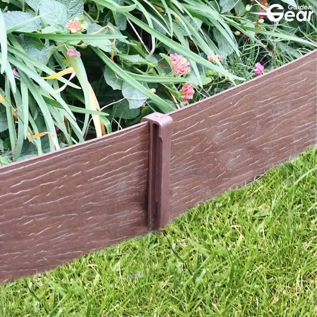 Garden Gear Brown Woodgrain Effect Plastic Garden Border Edging