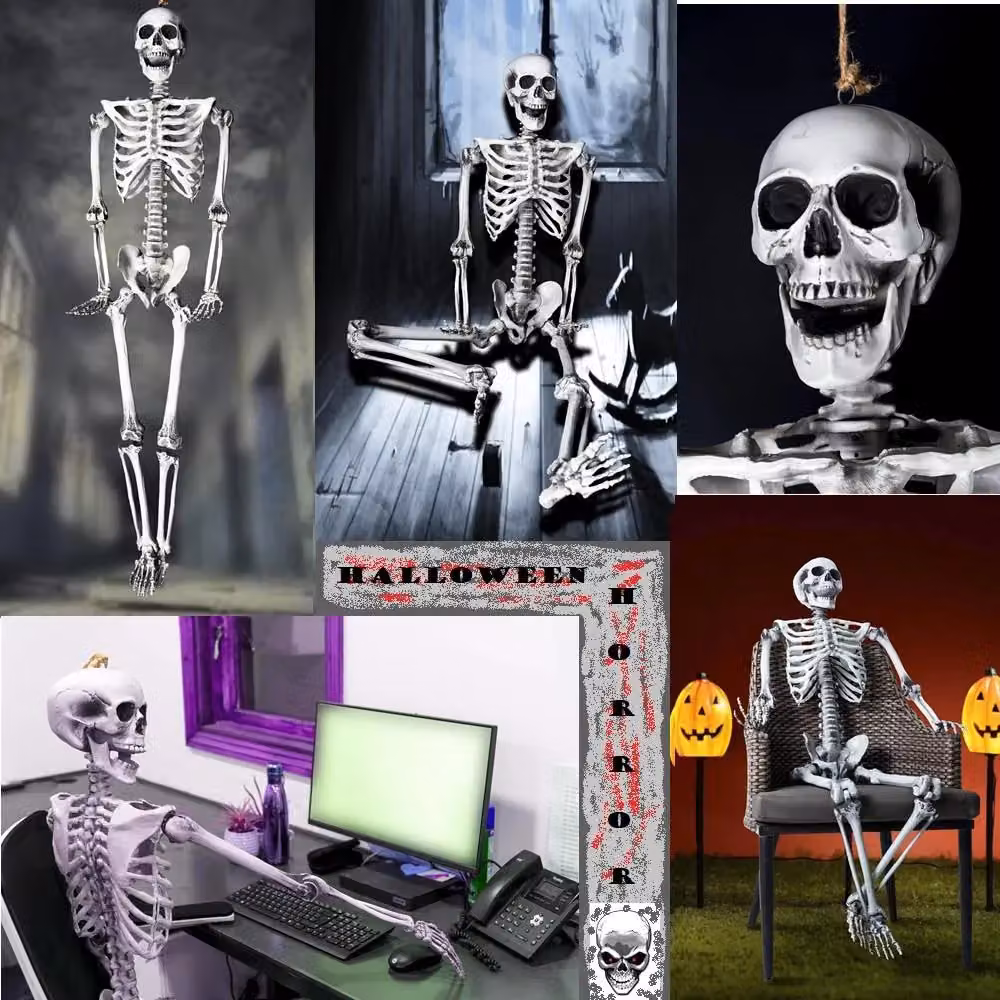 Shatchi Life Size Poseable Human Skeleton Halloween Decoration, White, Height: 165 cm – 9