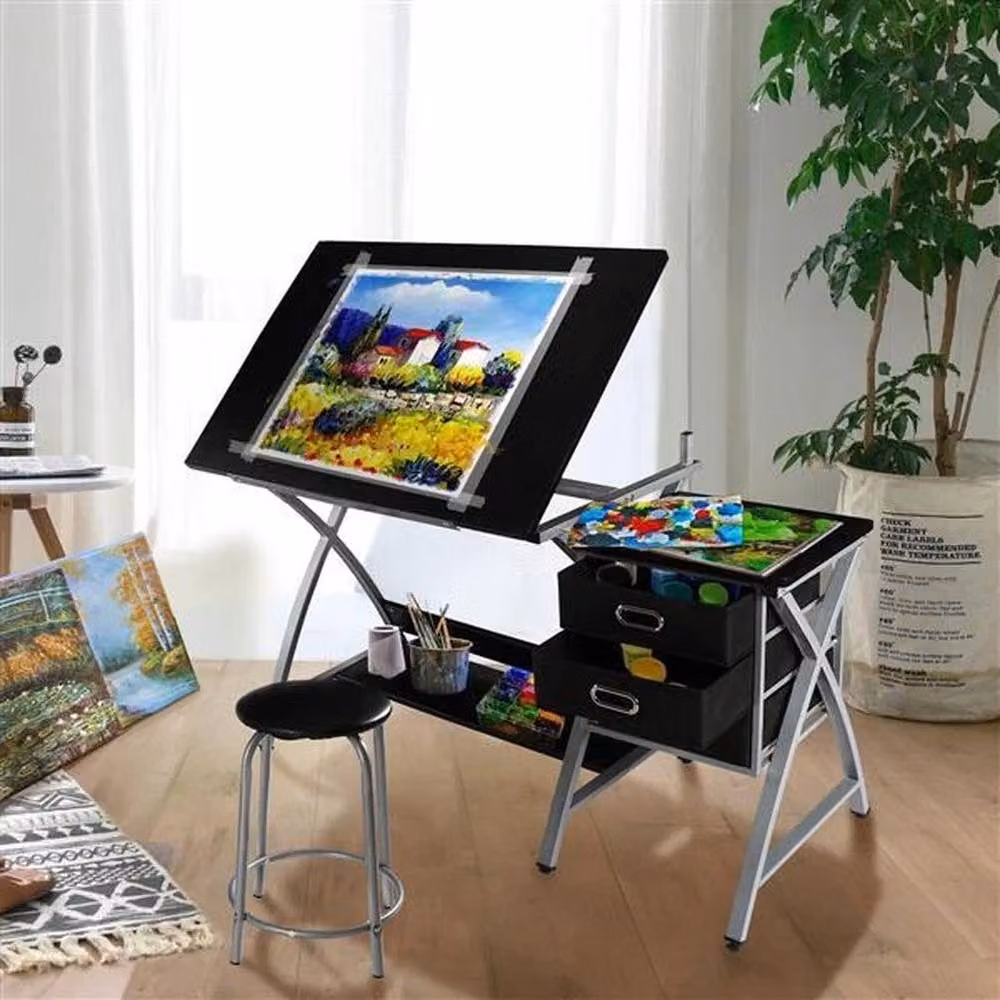 SPETLEK Adjustable Drafting Table and Writing Desk in Black with Tilting Top – 4