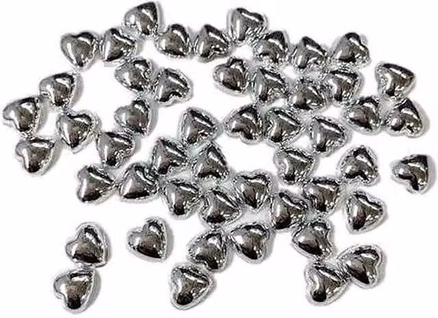 Syntego Pack of 50 Silver Pearl Heart Flat Back Bead Embellishments in Silver