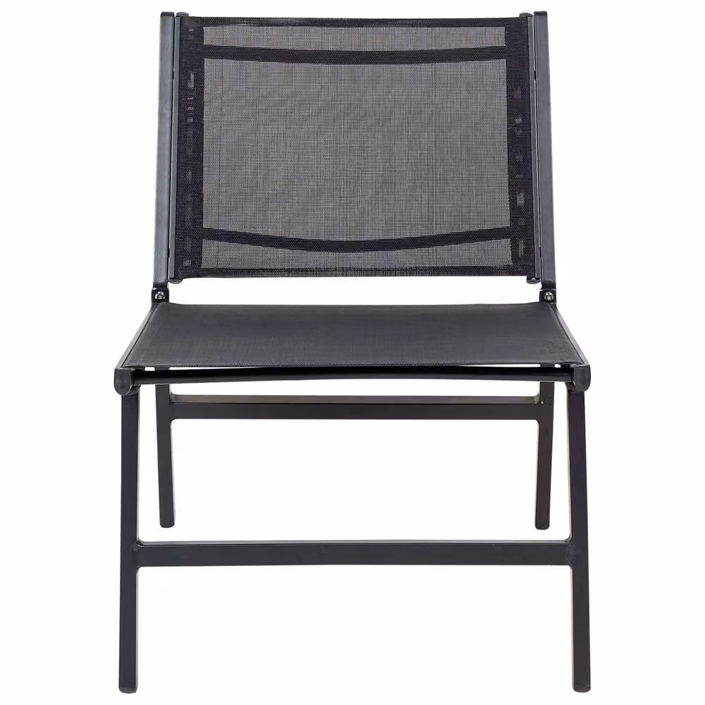 Wyld and Coco Set of 2 Black Textilene Garden Chairs with Footrests and Aluminium Metal Frame – 4