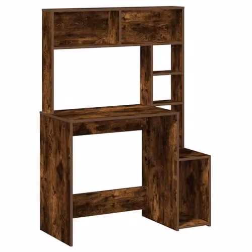 vidaXL Writing Desk with Shelves in Brown Oak, W: 100 cm, D: 45 cm, H: 140 cm – 1