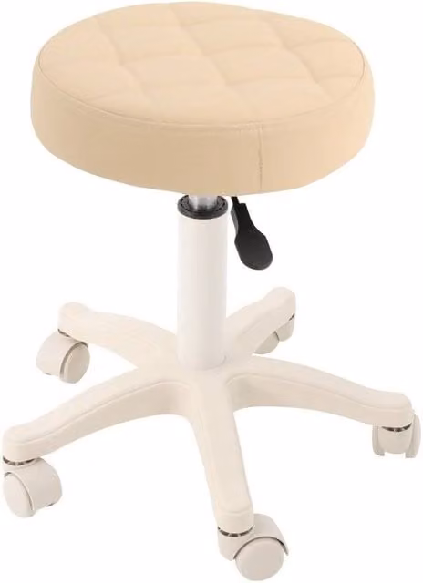 KORVIXA Adjustable Round Bar Stool in Beige Synthetic Leather with Castors – 1