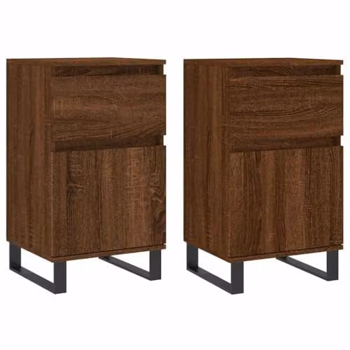 vidaXL Set of 2 Industrial Sideboards in Brown Oak, W/D/H: 40 x 35 x 70 cm – 1