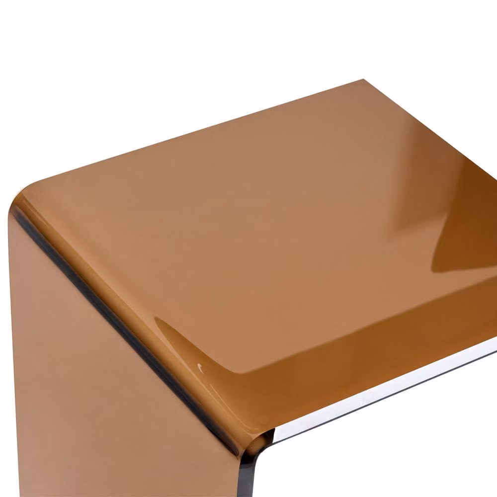 Wyld and Coco C-shaped Cantilever Side Table with Brown Tempered Glass, W/D/H: 61 x 40 x 61 cm – 4