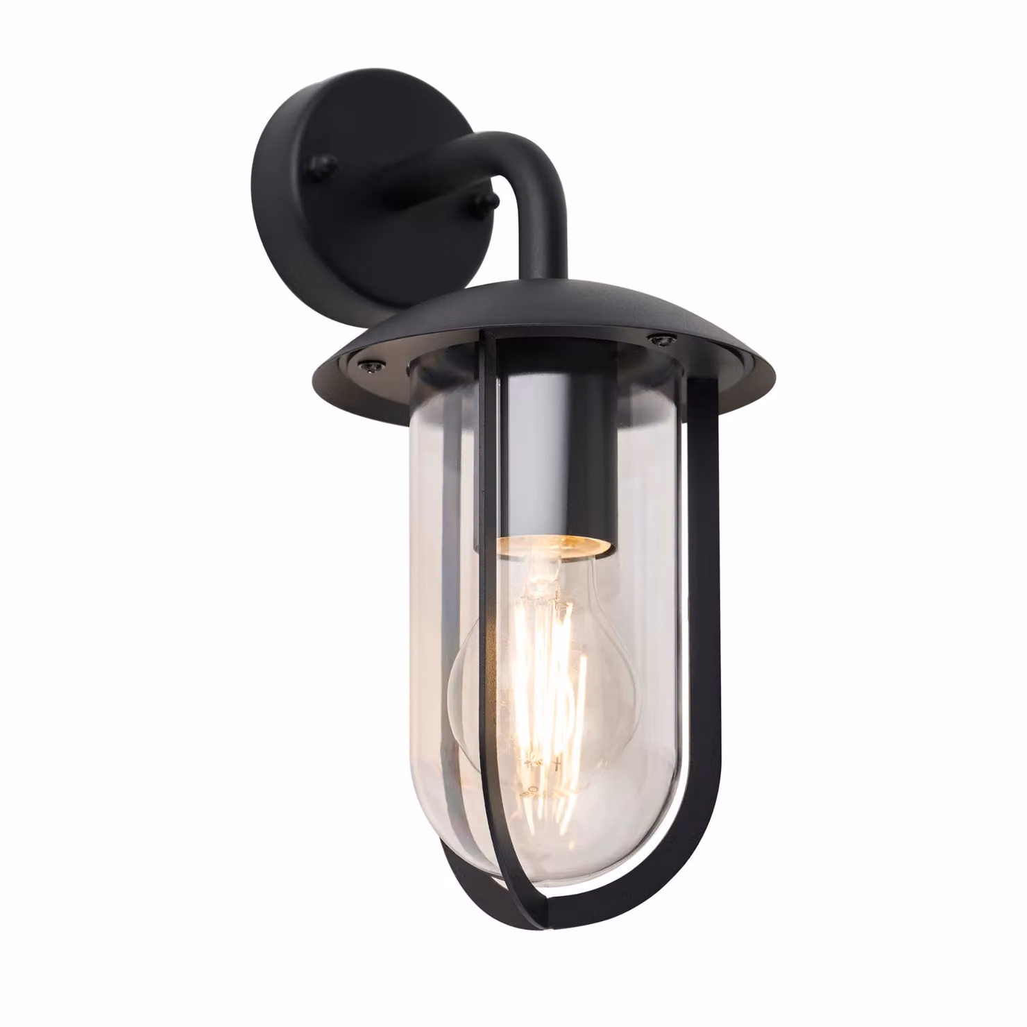 First Choice Lighting Bronty Set of 2 Black Outdoor Wall Lights with Transparent Glass – 2