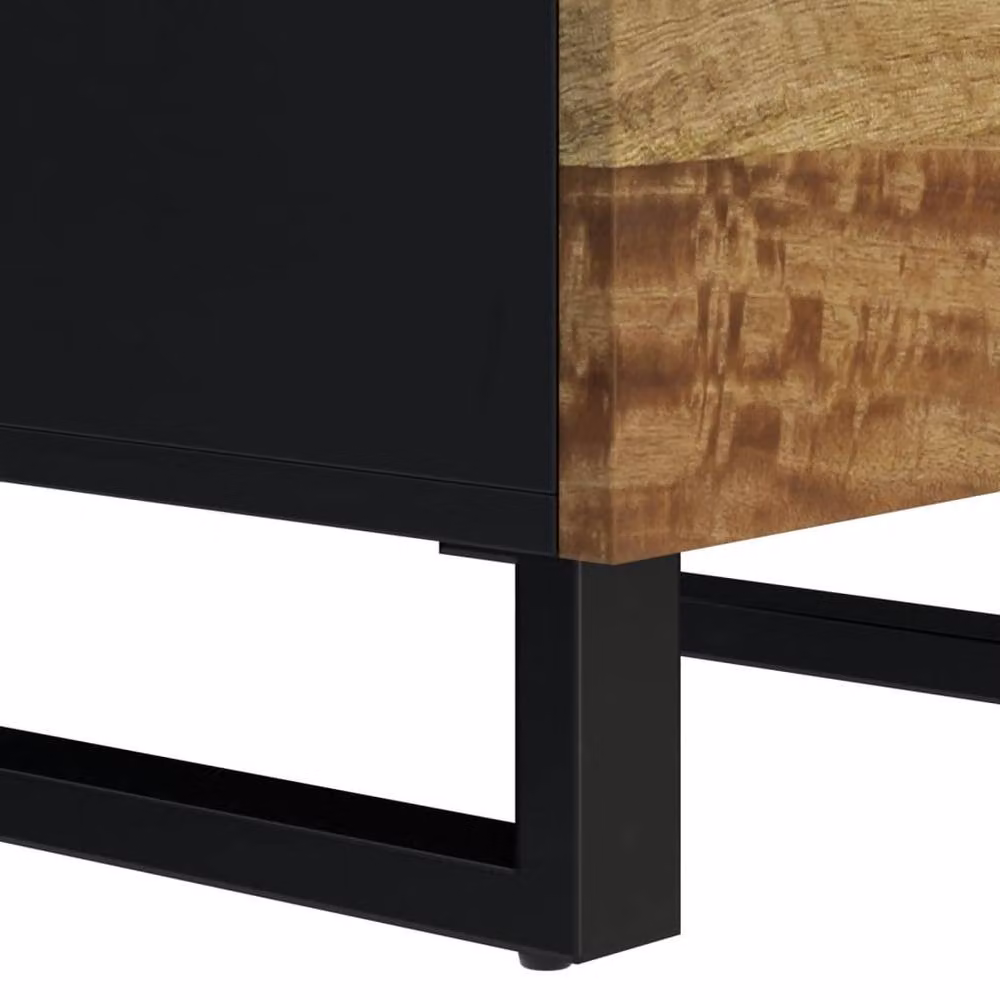 Berkfield Home Highboard with 3 Doors in Brown Mango Wood and Iron, W/D/H: 40 x 33 x 110 cm – 6