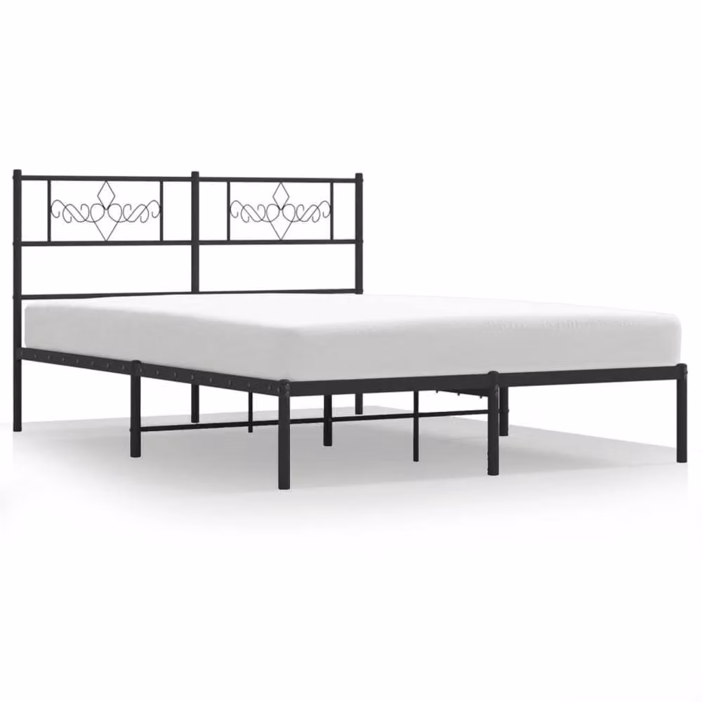 Berkfield Home Metal Bed Frame with Headboard in Black, W/D/H: 135 x 190 cm Double – 2
