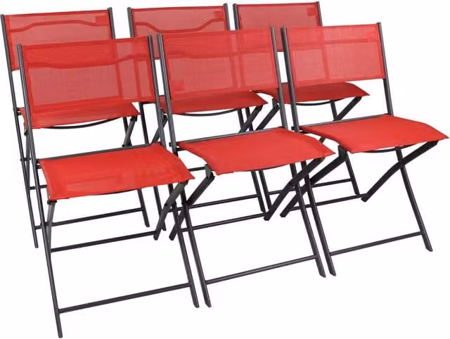 VCM Sumila 6-piece Red Metal Folding Garden Chair Set