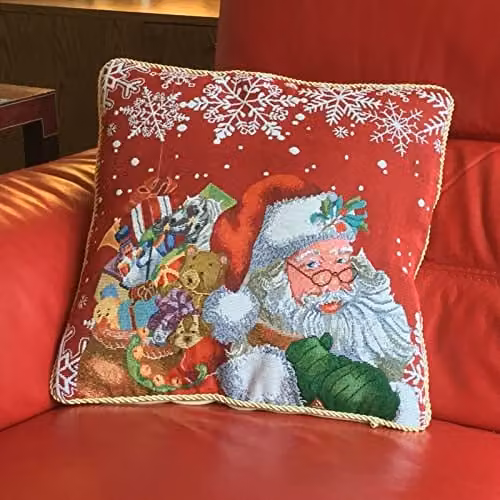 Luxury Living Red Christmas Tapestry Cushion Cover, W/D/H: 45 x 45 x 45 cm