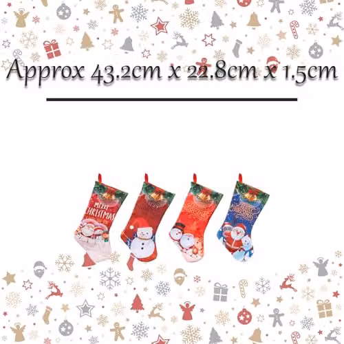 VFM e-Store Christmas Stocking in Assorted Multicolour Designs, H 43.2 cm x W 22.8 cm – 2