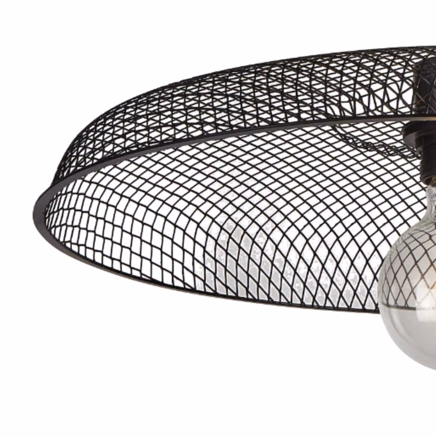 First Choice Lighting Cassidy Large Black Metal Mesh Industrial Round Pendant Shade – 2