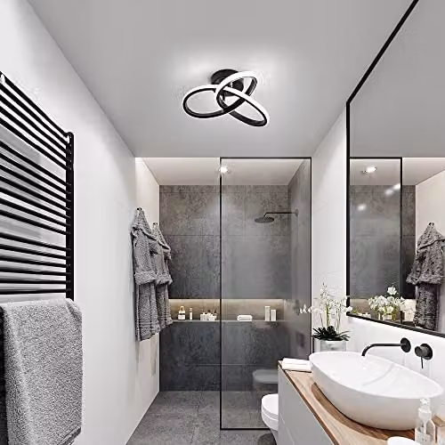 Goeco Modern Organic LED Ceiling Light in Black, 22W, 2500LM, 6500K, Diameter: 25 cm – 9