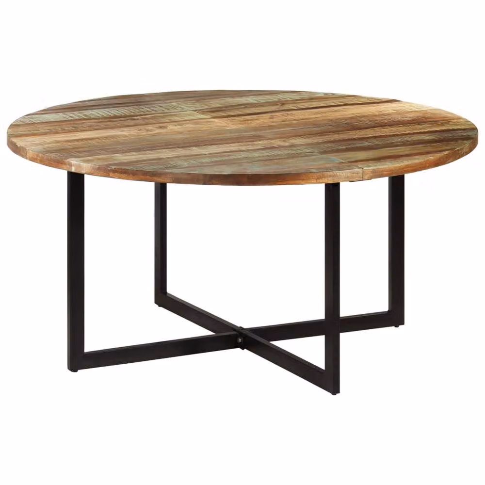 Berkfield Home Sturdy Reclaimed Solid Wood Dining Table, Multicolour, W: 150 cm, D: 75 cm, H: 75 cm – 2