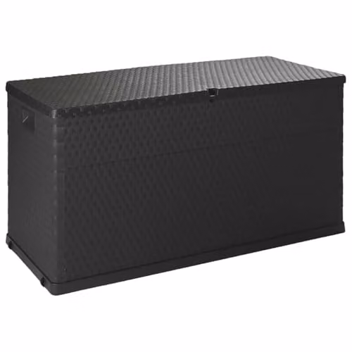 vidaXL Lockable Garden Storage Box in Anthracite PP Rattan for Patio, Terrace or Balcony – 1