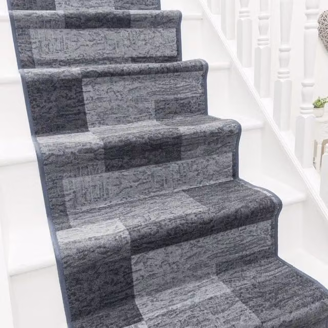 runrug Icona Stair Runner Carpet, Dark Grey, W: 80 cm, L: 540 cm