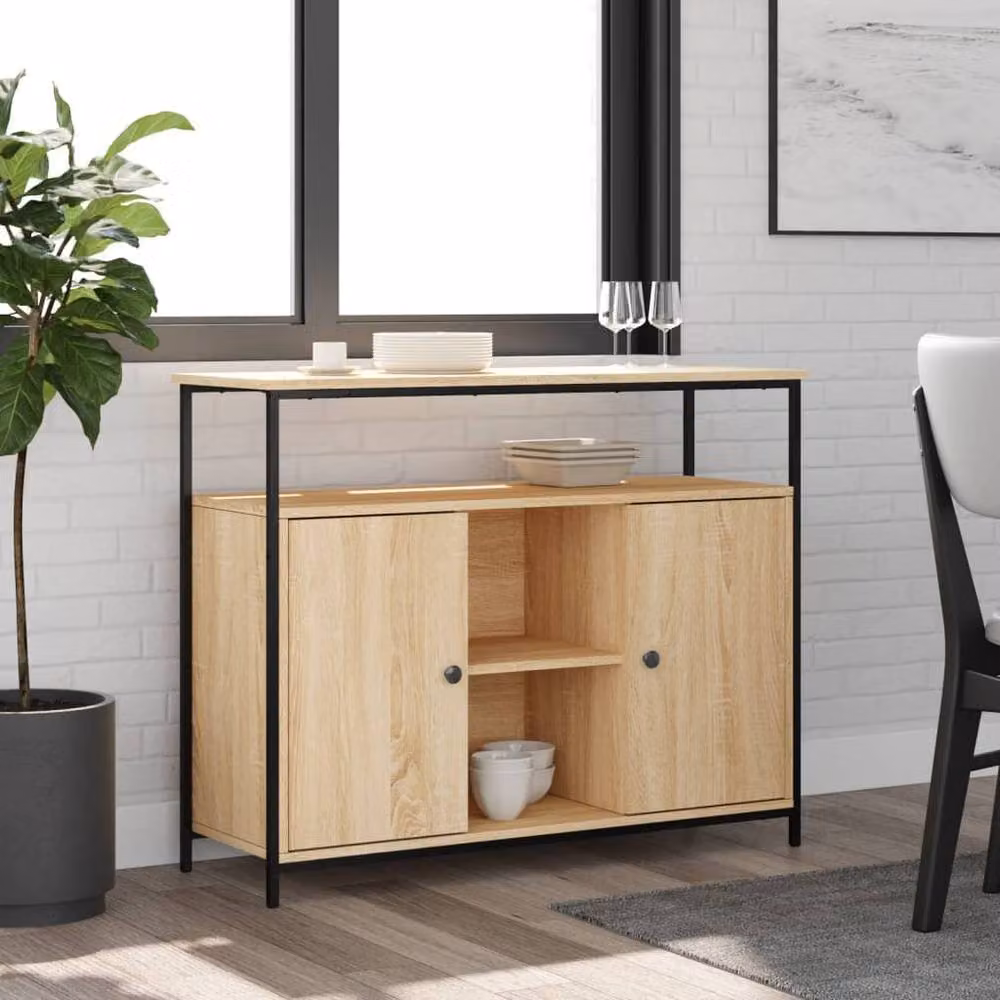 Berkfield Home Sonoma Oak Sideboard in Light Tan, W/D/H: 100 x 35 x 80 cm – 2