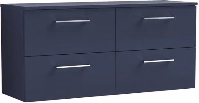 Balterley Level 1200mm Wall Hung 4 Drawer Vanity Unit and Worktop in Midnight Blue Matt