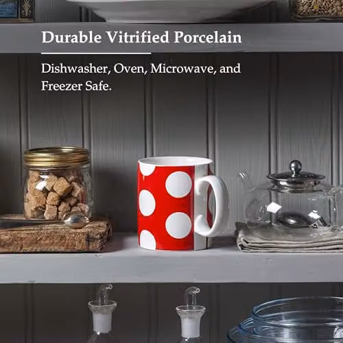 WM Bartleet & Sons Red and White Dotted Porcelain One Pint Mug, 568ml – 5