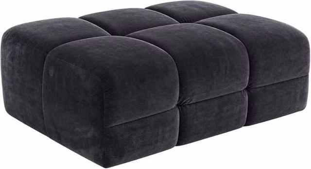 Furnishings For Less UK Jenson Black Large Plush Velvet Ottoman Footstool W/D/H: 120 x 80 x 45 cm – 1