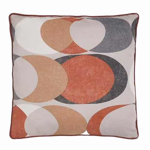 Dreams & Drapes Fusion Spice Orange Retro Vector Circle Cushion in Red, Orange and Grey, 100% Cotton, W/D/H: 43 x 43 x 43 cm – 3
