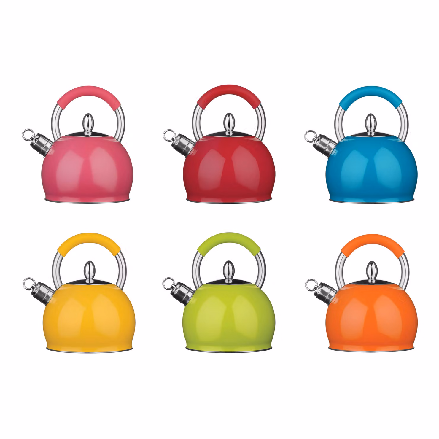 Orsina Elegant Retro Whistling Kettle in Orange and Yellow, 2.4L Stainless Steel – 2