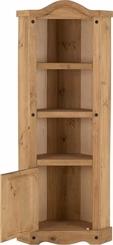 Seconique Corona Pine Corner Display Cabinet in Distressed Waxed Brown – 2