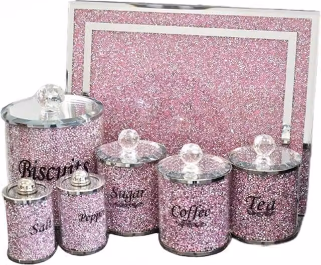 Biznest Pink Crushed Diamond Kitchen Utility Set of 7