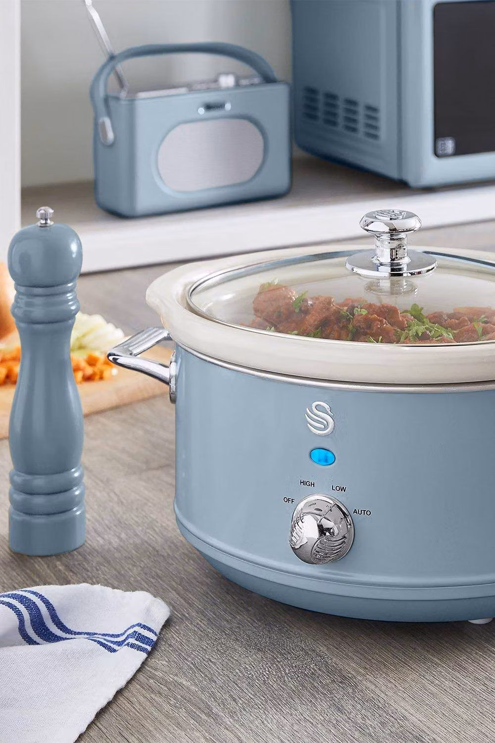 Swan Nordic Slow Cooker, 3.5L, Blue and White – 7