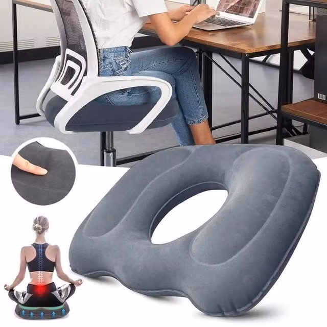 FLAVORA Grey Inflatable Donut Ring Medical Air Seat Cushion, W: 100 cm, D: 150 cm