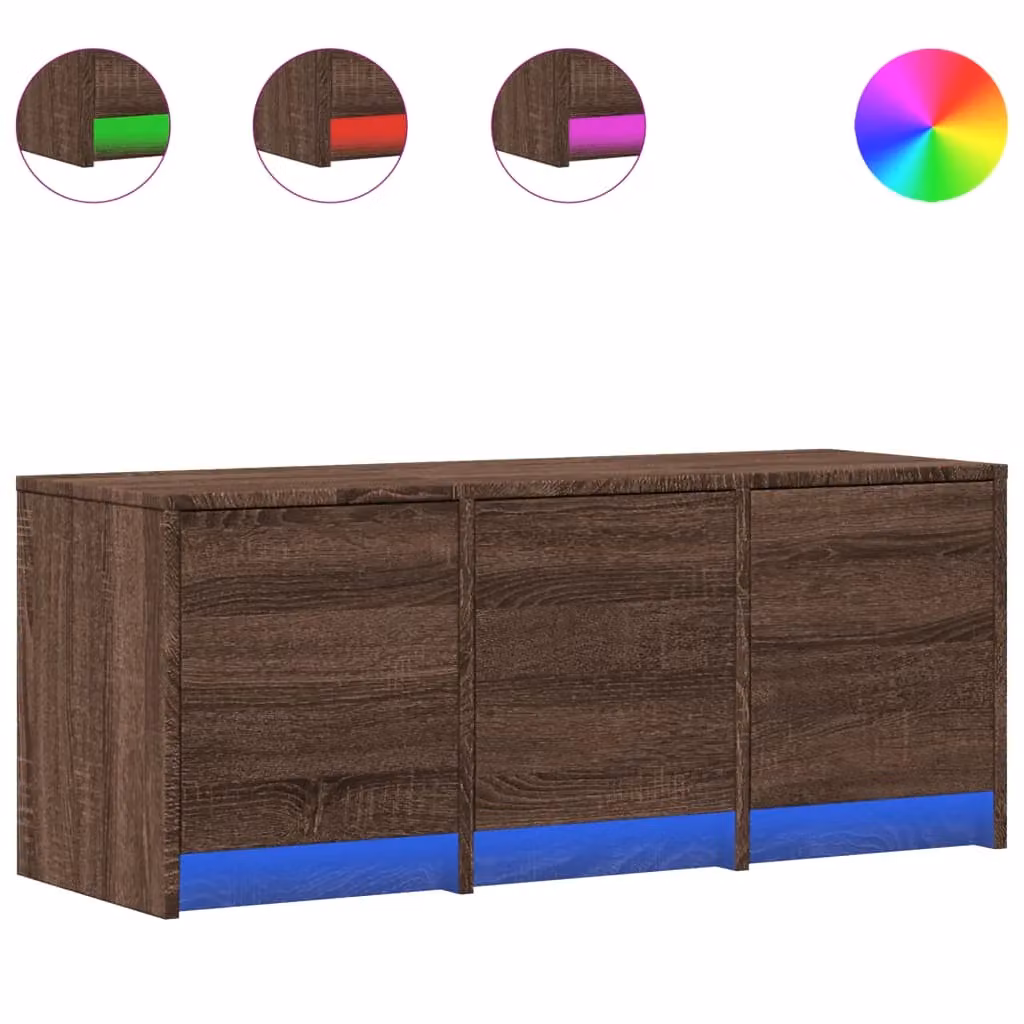Berkfield Home Modern TV Cabinet with LED in Brown Oak, W/D/H: 97 x 34 x 40 cm – 2