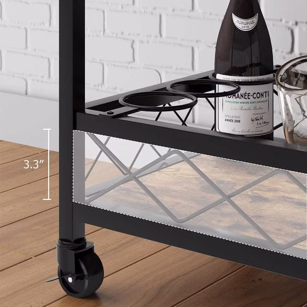 Havendro 3 Tier Industrial Drinks Trolley Bar Cart in Black and Multicolour with Castors – 4