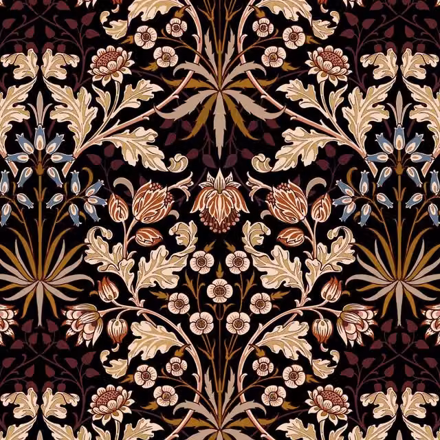 House of Hackney Hyacinth Art Nouveau Floral Botanical Paper Wallpaper in Black and Multicolour