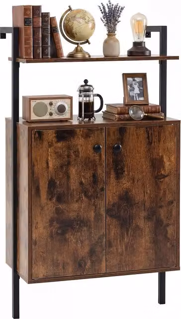 Costway Industrial Wall Mount Bookcase in Brown