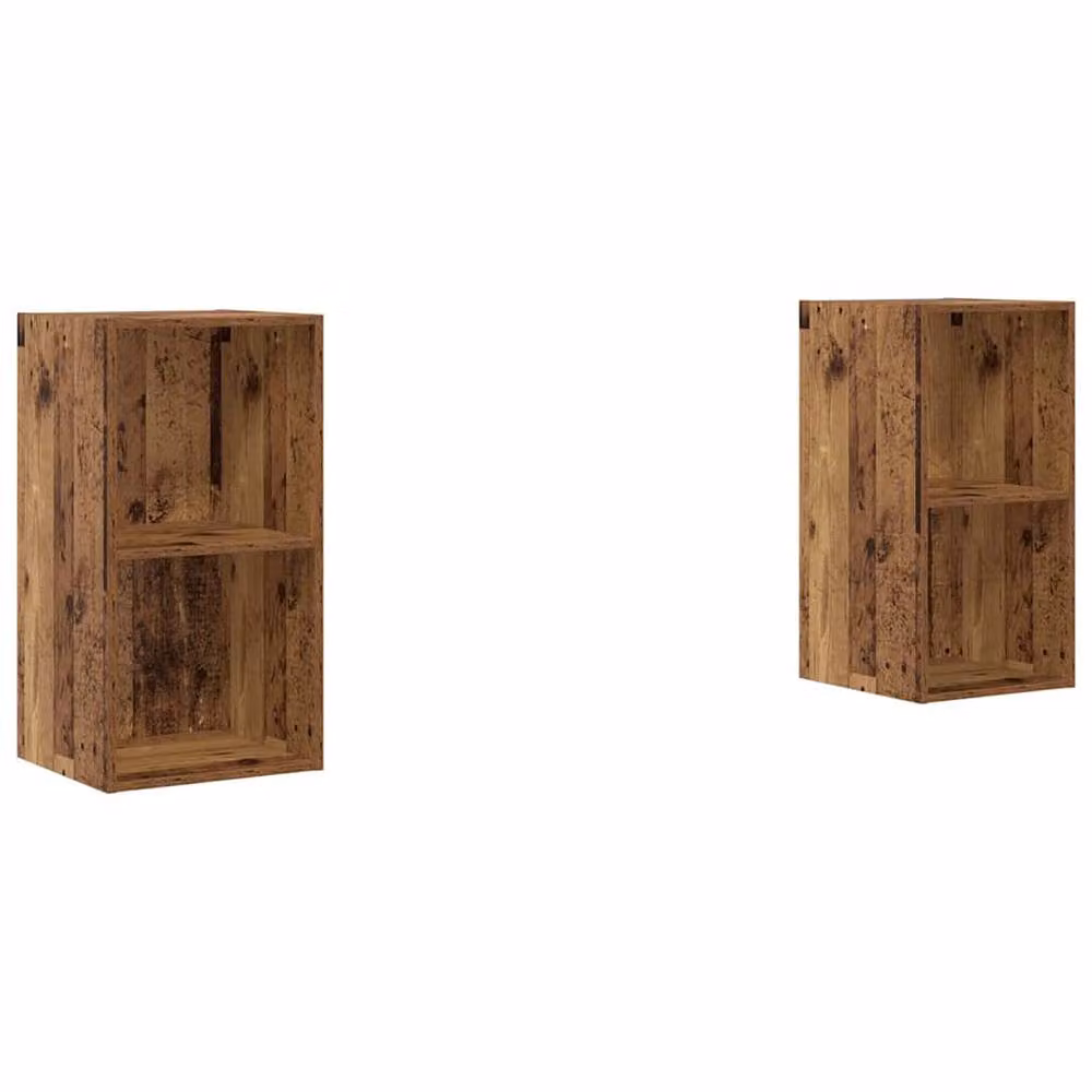 Berkfield Home 2-Piece Wall TV Cabinet in Old Wood Brown, W/D/H: 37 x 37 x 72 cm – 3