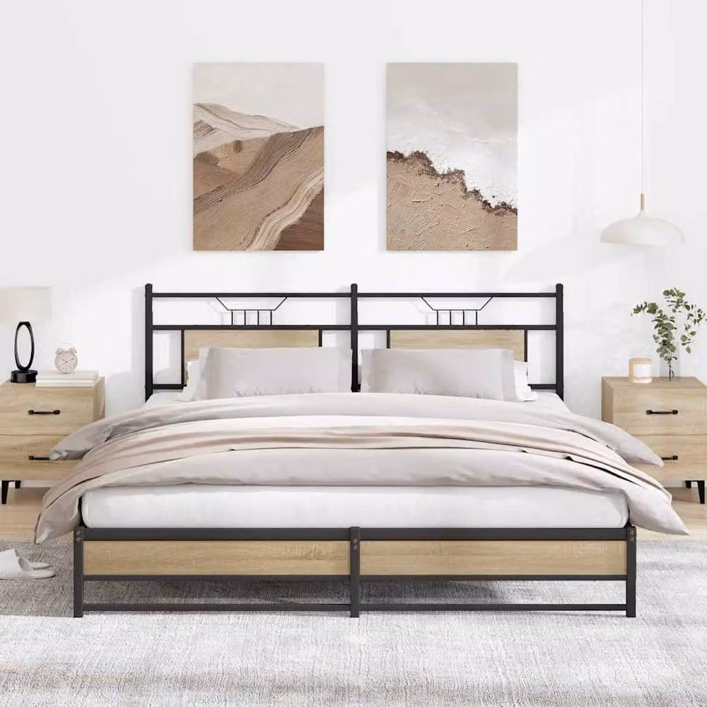 Berkfield Home Sonoma Oak Bed Frame in Brown, W/D/H: 160 x 200 cm – 2