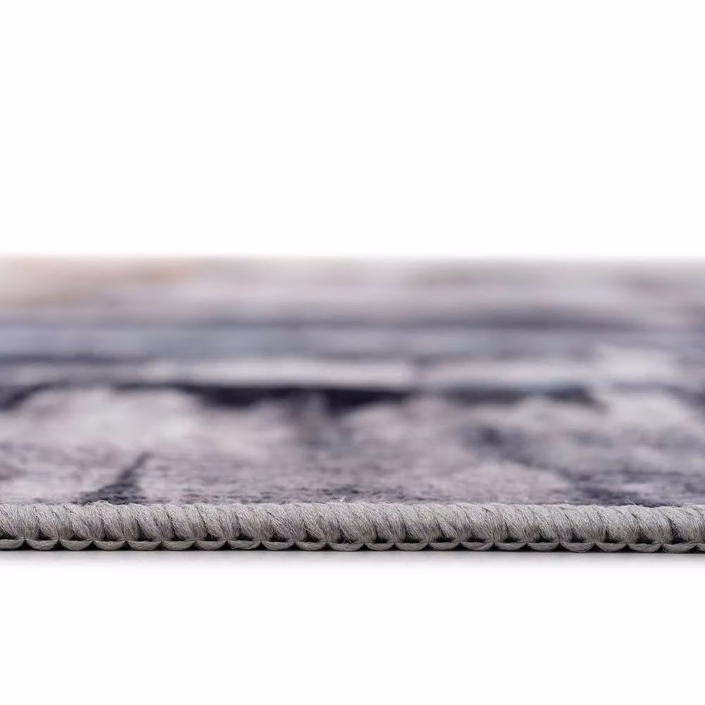Kukoon Abstract Soft Pile Area Rug in Blue, Grey and Multicolour, W: 80 cm, L: 300 cm – 5