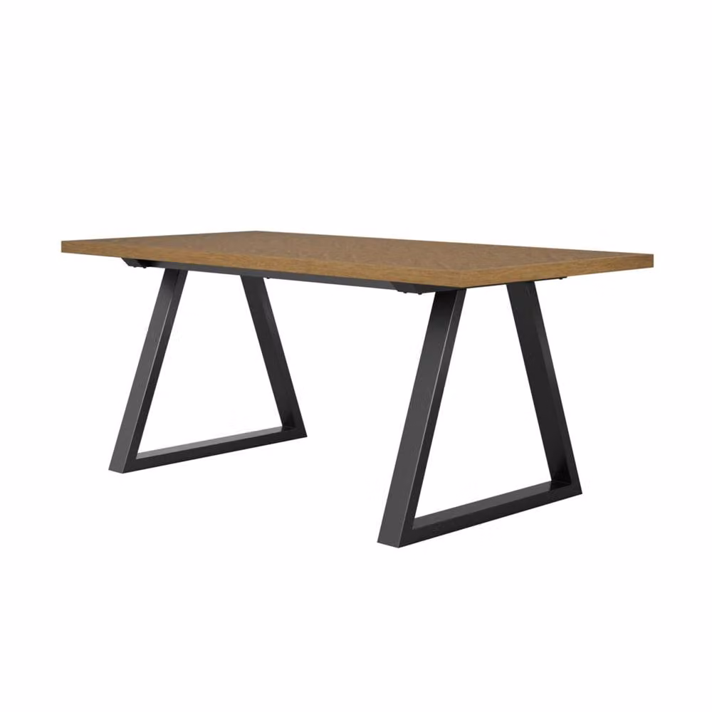 Wyld Haus Balbriggan Rectangular Dining Table in Brown Wood with Black Metal Legs, W/D/H: 90.0 x 76.5 x 90.0 cm – 2