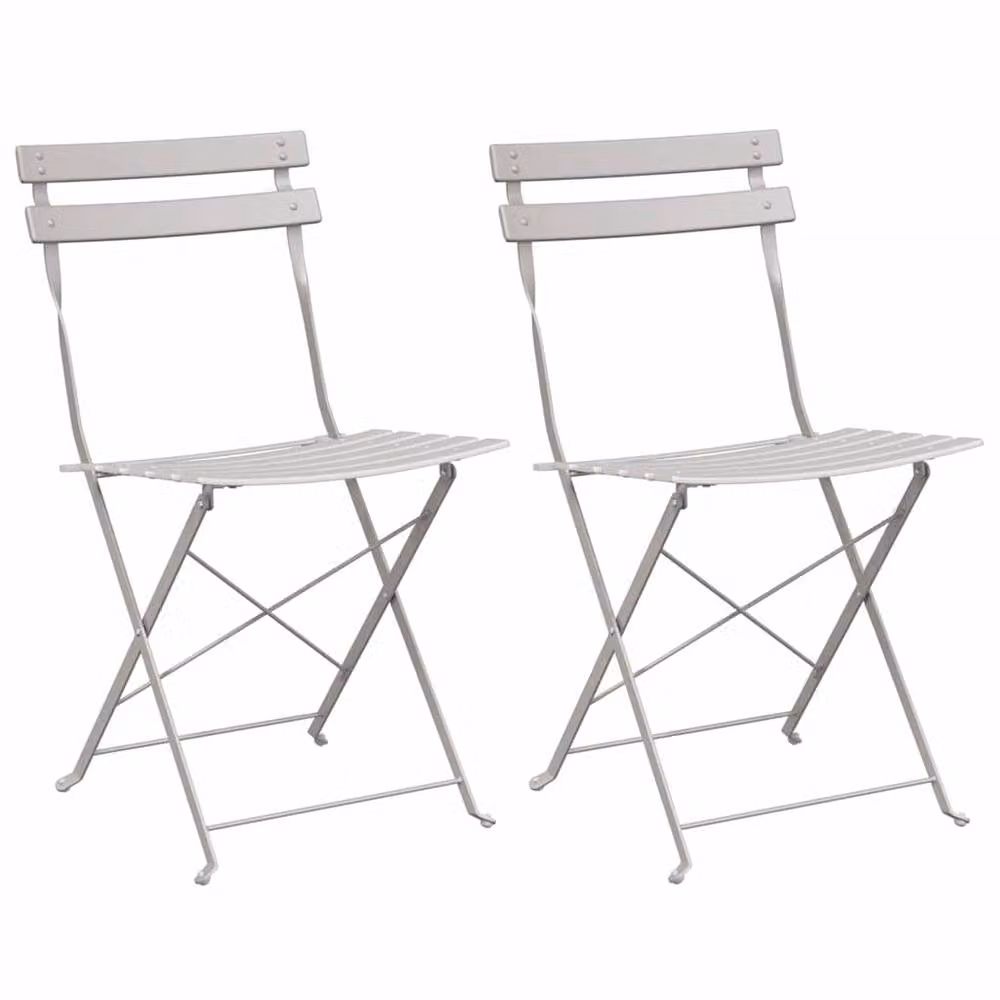 Berkfield Home Modern Folding Garden Chairs, 2 Pack, Beige Steel – 3