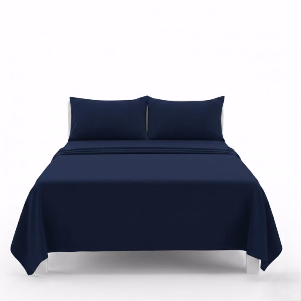 Snug City Easy Care Polycotton Flat Bed Sheet in Blue, Super King, 200 x 200 cm – 2