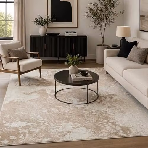 Serdim Rugs Serenity Modern Abstract Area Rug in Stone, W: 120 cm, D: 170 cm – 1